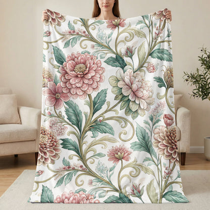 Floral Vintage Pattern with Swirls and Dalias Design - Walk Greener