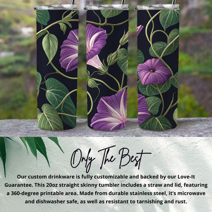 Customizable Floral Skinny Tumbler with Lid and Straw