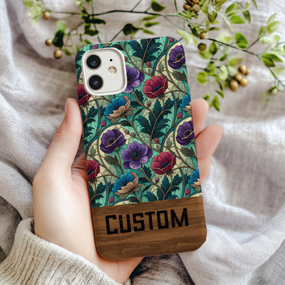 Custom Floral Pattern Phone Case with Personalized Text