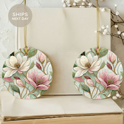 Floral Ornament Design Ships Next Day Round Ornament