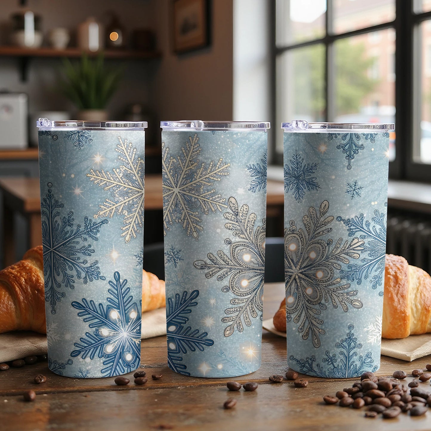 Elegant Snowflake Design Tumbler Set for a Festive Season