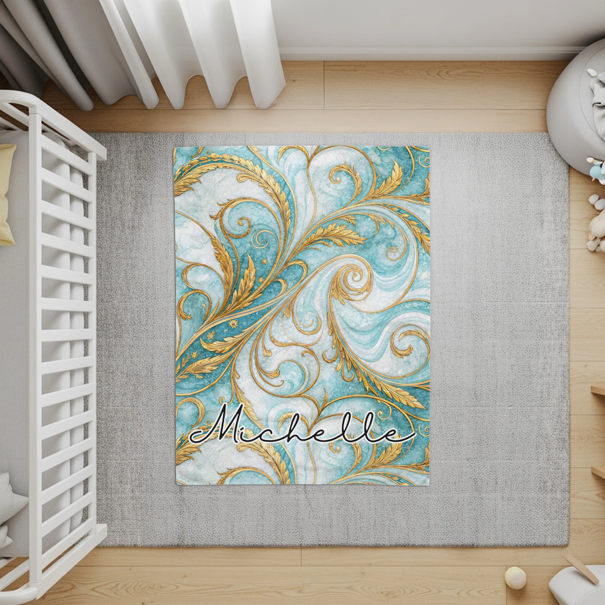 Personalized Swirly Design Michelle Nursery Rug