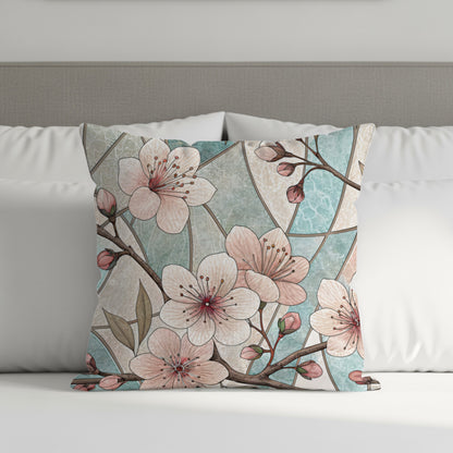 Stained Glass Floral Design Beautiful Blooms Throw Pillows - Walk Greener