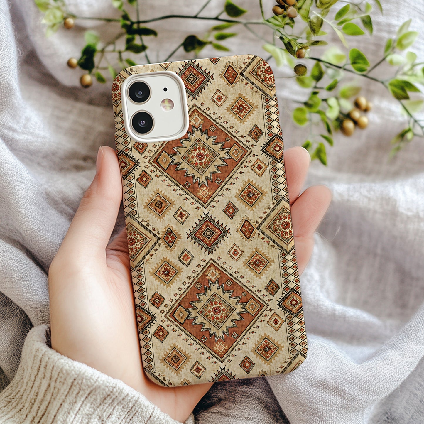 Vintage Ethnic Diamond Pattern Personalize it Custom Phone Case - Walk Greener