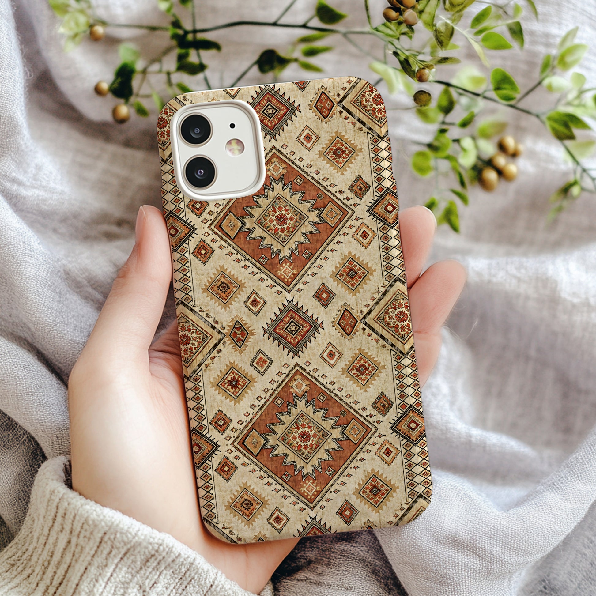Vintage Ethnic Diamond Pattern Personalize it Custom Phone Case - Walk Greener
