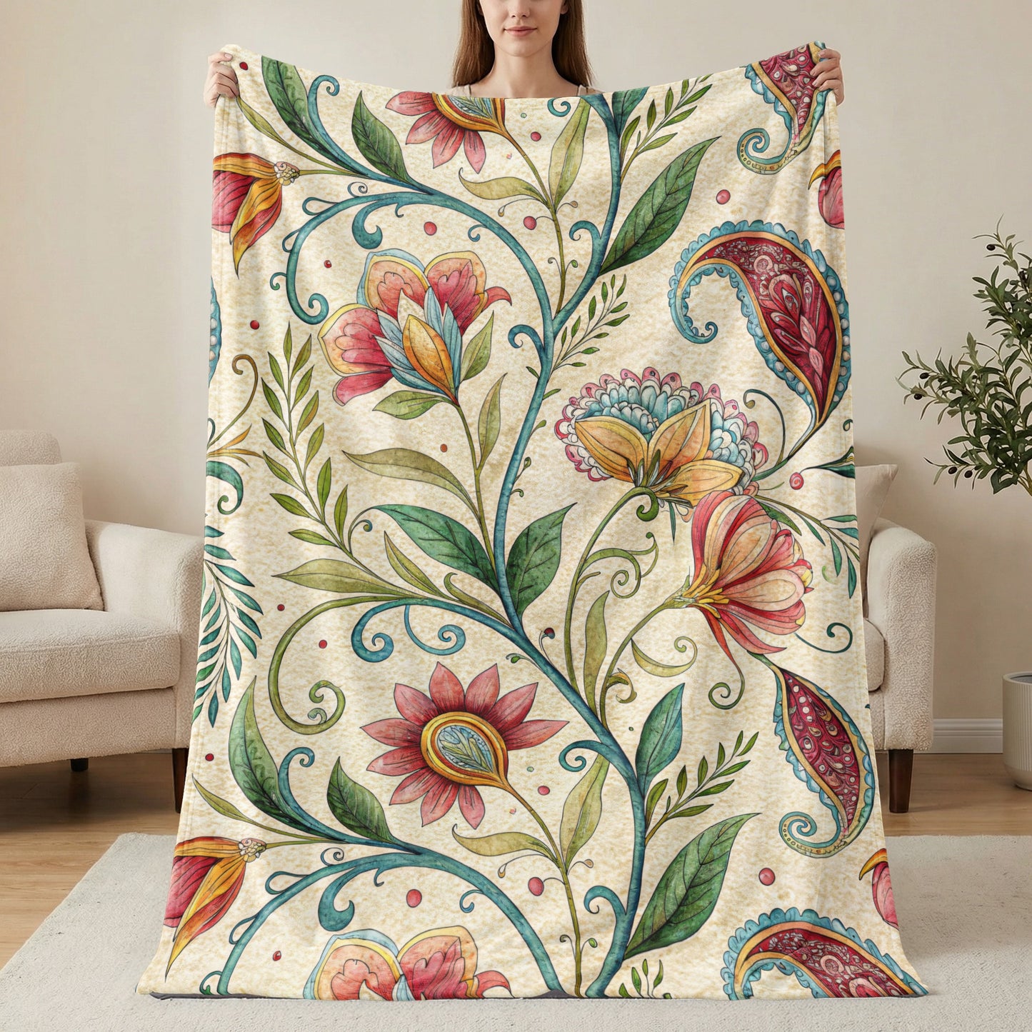 Exotic Floral Delight a Unique Pattern Velveteen Plush Blankets - Walk Greener