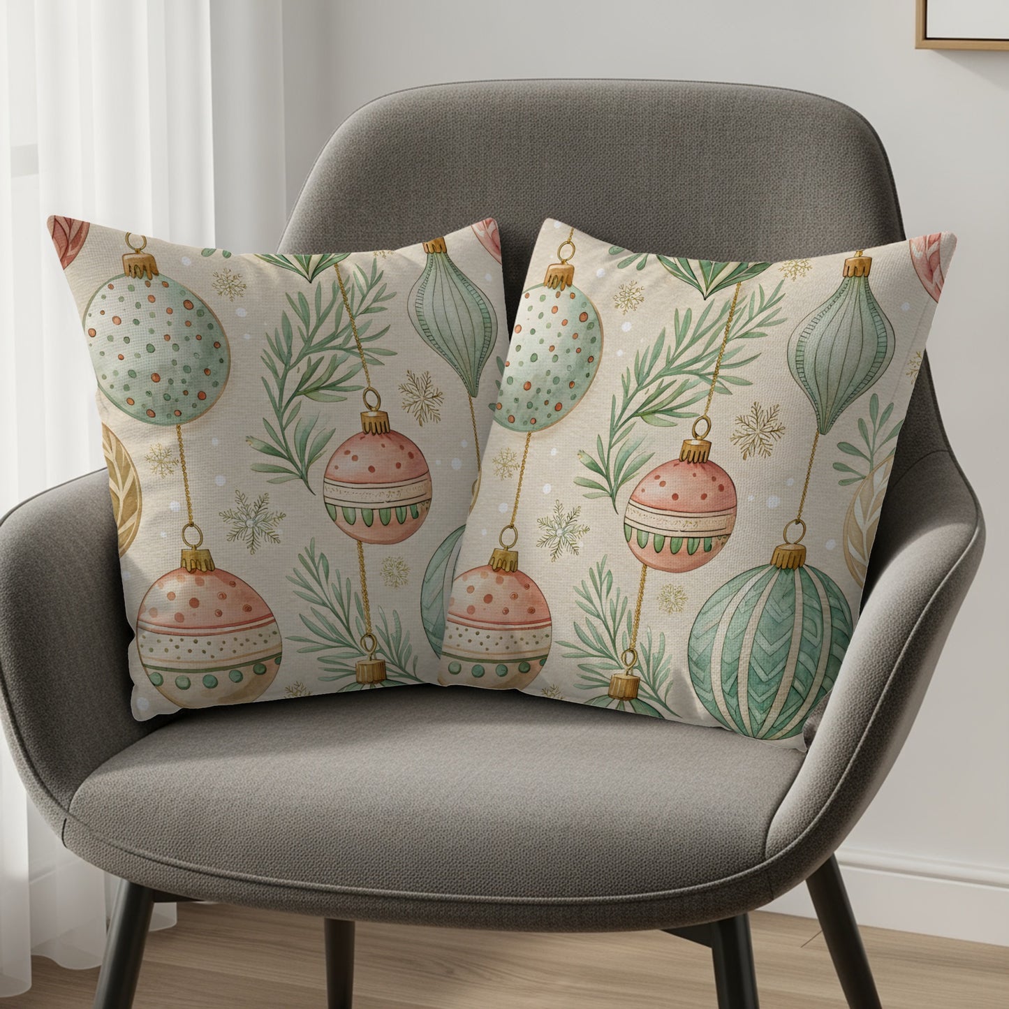 Pastel Repeat Pattern on Beige Background Throw Pillows - Walk Greener