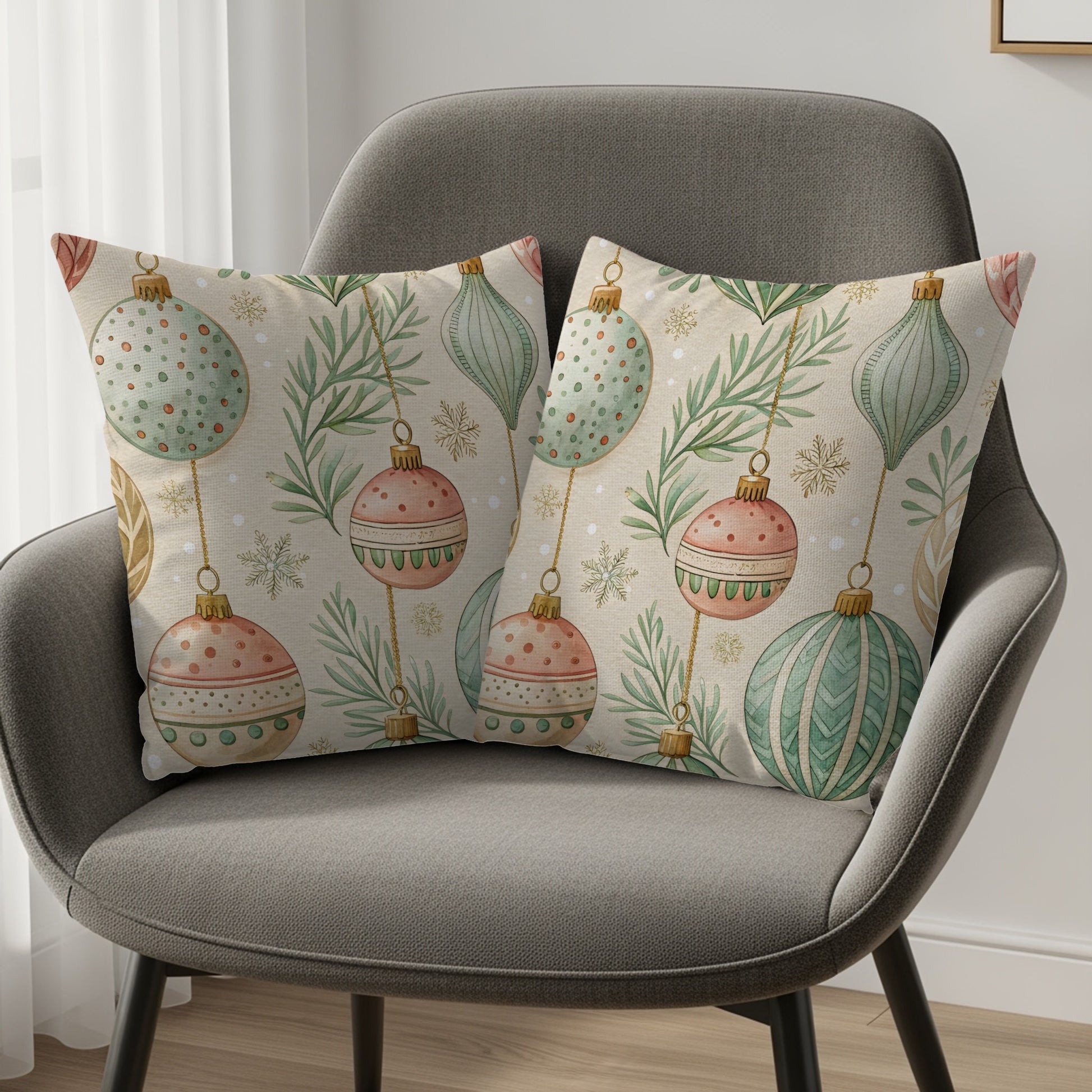 Pastel Repeat Pattern on Beige Background Throw Pillows - Walk Greener