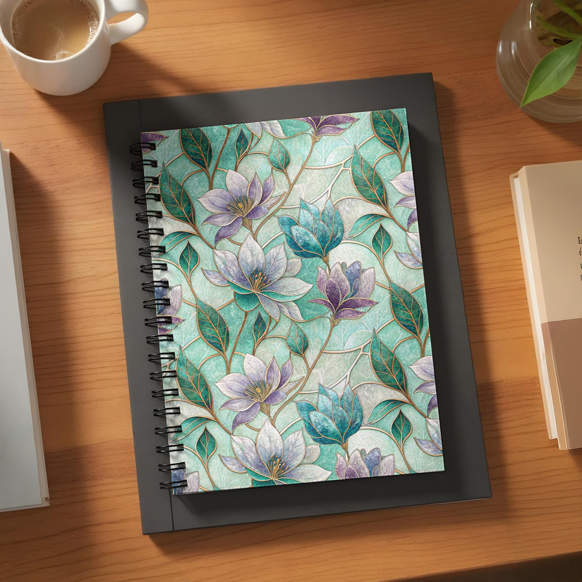 Elegant Floral Design Spiral Bound Notebook
