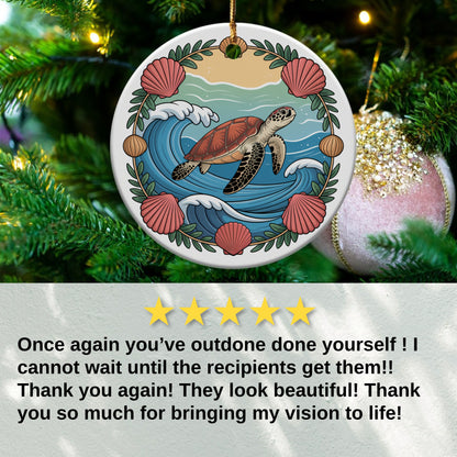 Oceanic Turtle and Shells Holiday Ornament product