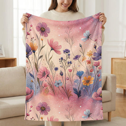 Watercolor Flowers In Pink and Purple Floral Pattern - Walk Greener