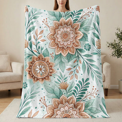 Rustic Florals Green Teal and Brown Botanical Design - Walk Greener