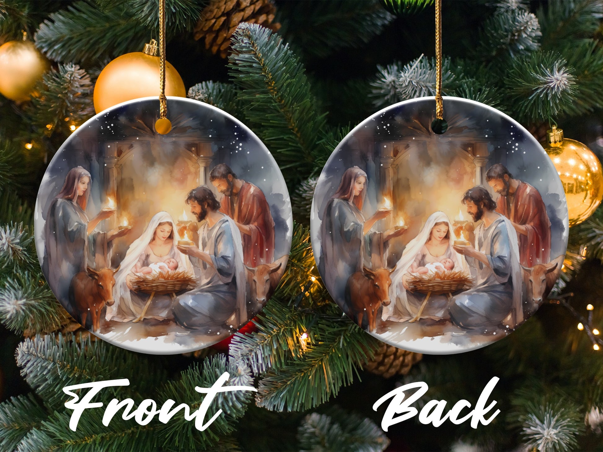 Nativity Scene Custom Ornament Front Back Product Type