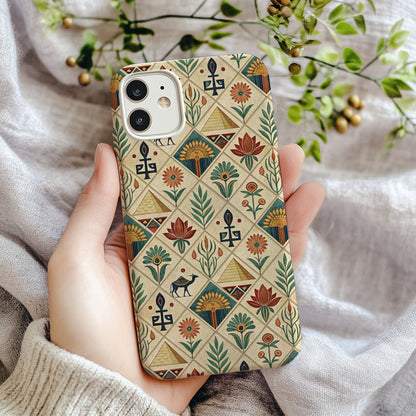 Vintage Boho Chic Phone Case with Floral Geometric Patterns