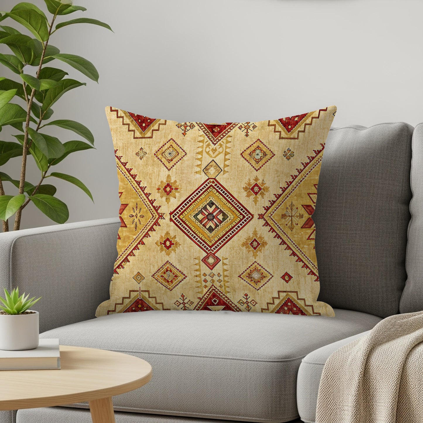 Geometric Tribal Pattern in Earth Tones Pillows & Pillow Cases - Walk Greener