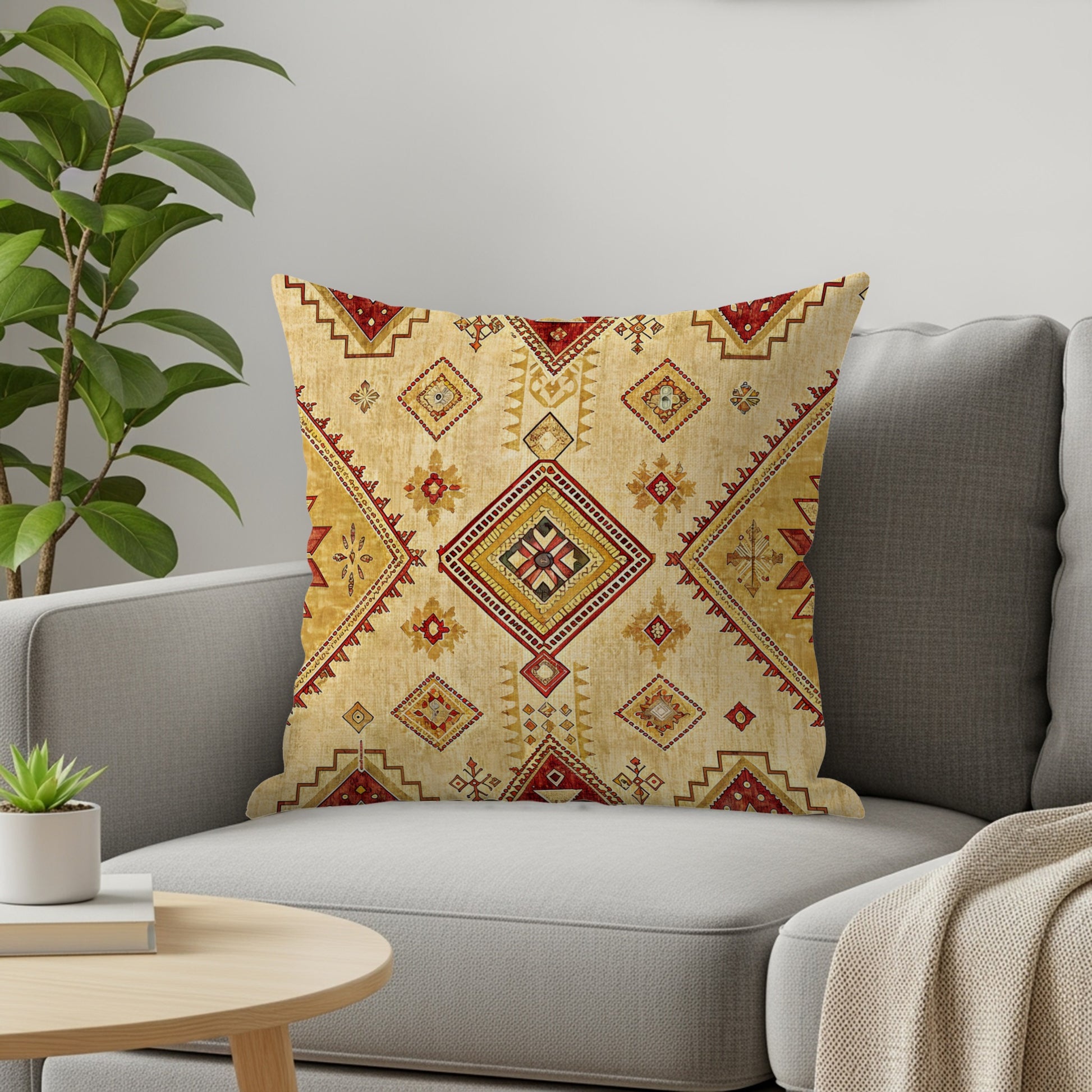 Geometric Tribal Pattern in Earth Tones Pillows & Pillow Cases - Walk Greener