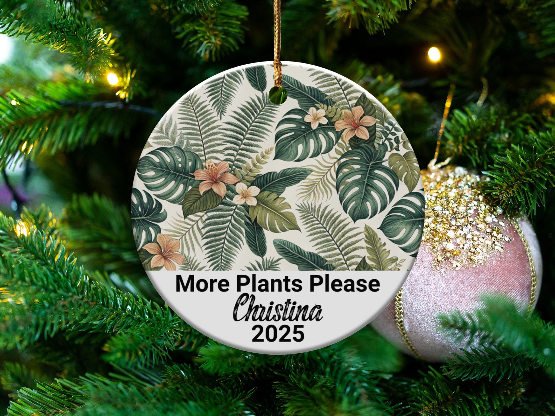More Plants Please 2025 Round Ornament product type