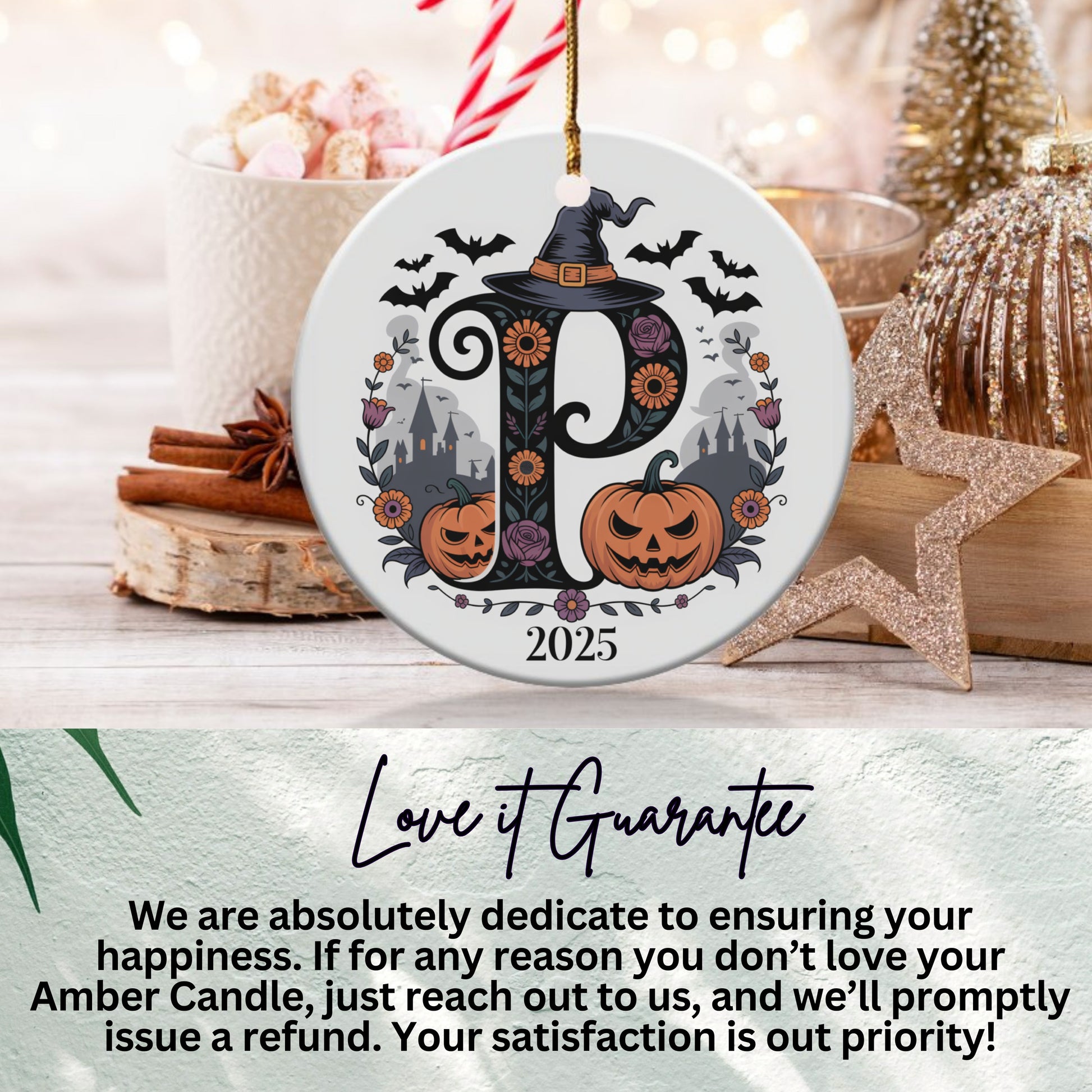 Personalized Halloween Ornament with Initial P product