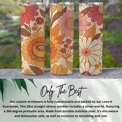 Customizable Floral Pattern 20oz Drinkware Tumblers