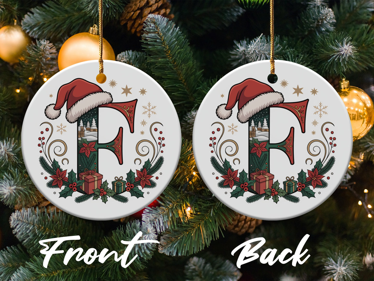 Festive Holiday Initial F Ornament Christmas Tree product