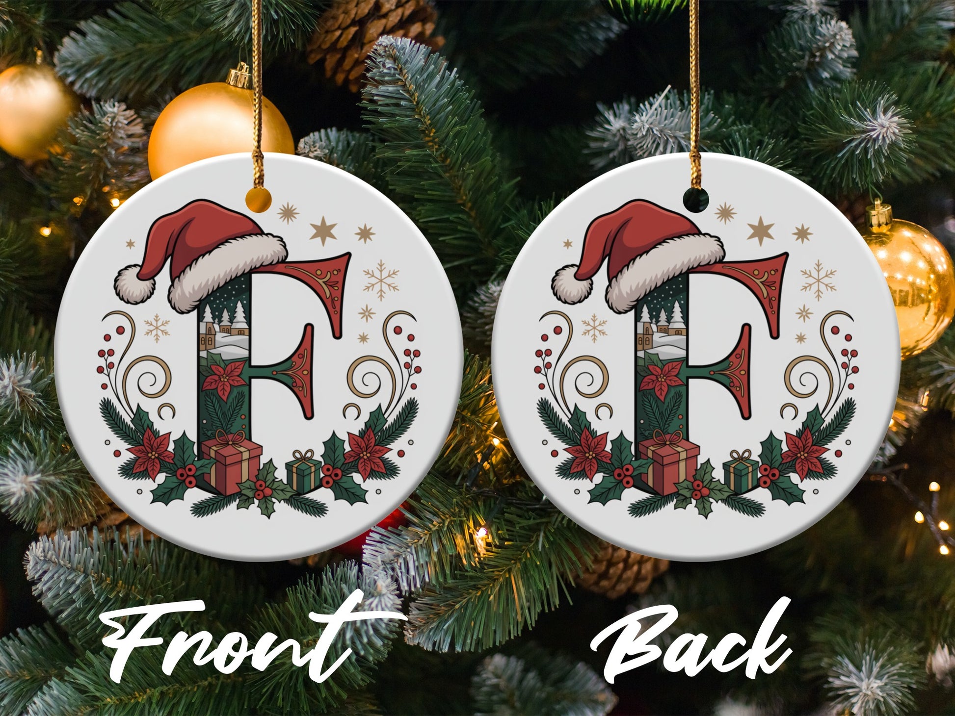 Festive Holiday Initial F Ornament Christmas Tree product
