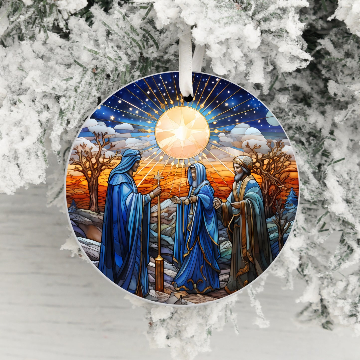 Stunning Nativity Scene Design on Round Hanging product