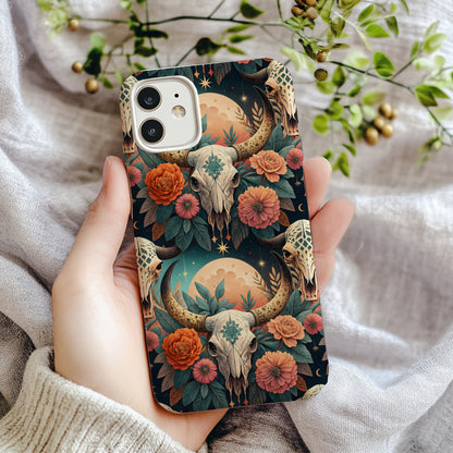Southwestern Skull and Florals Design Phone Case