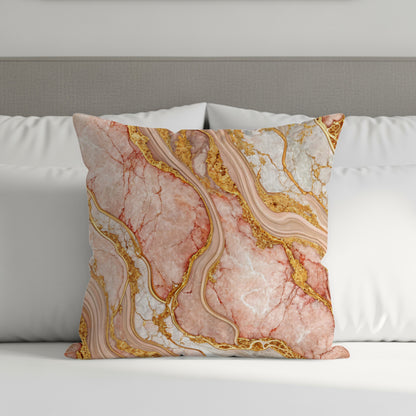 Elegant Marble and Gold Patterns Decorative Pillow