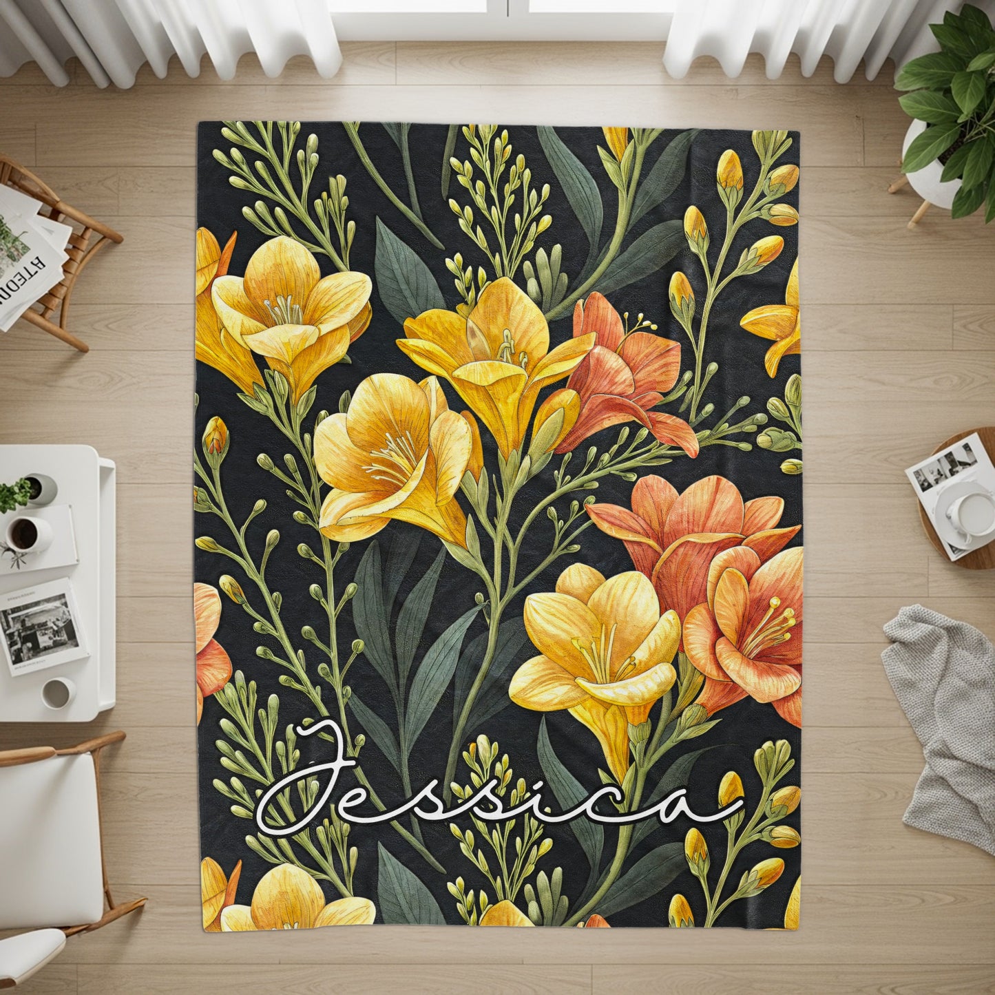 Floral Custom Name Design Perfect Gifts Custom Blanket - Walk Greener