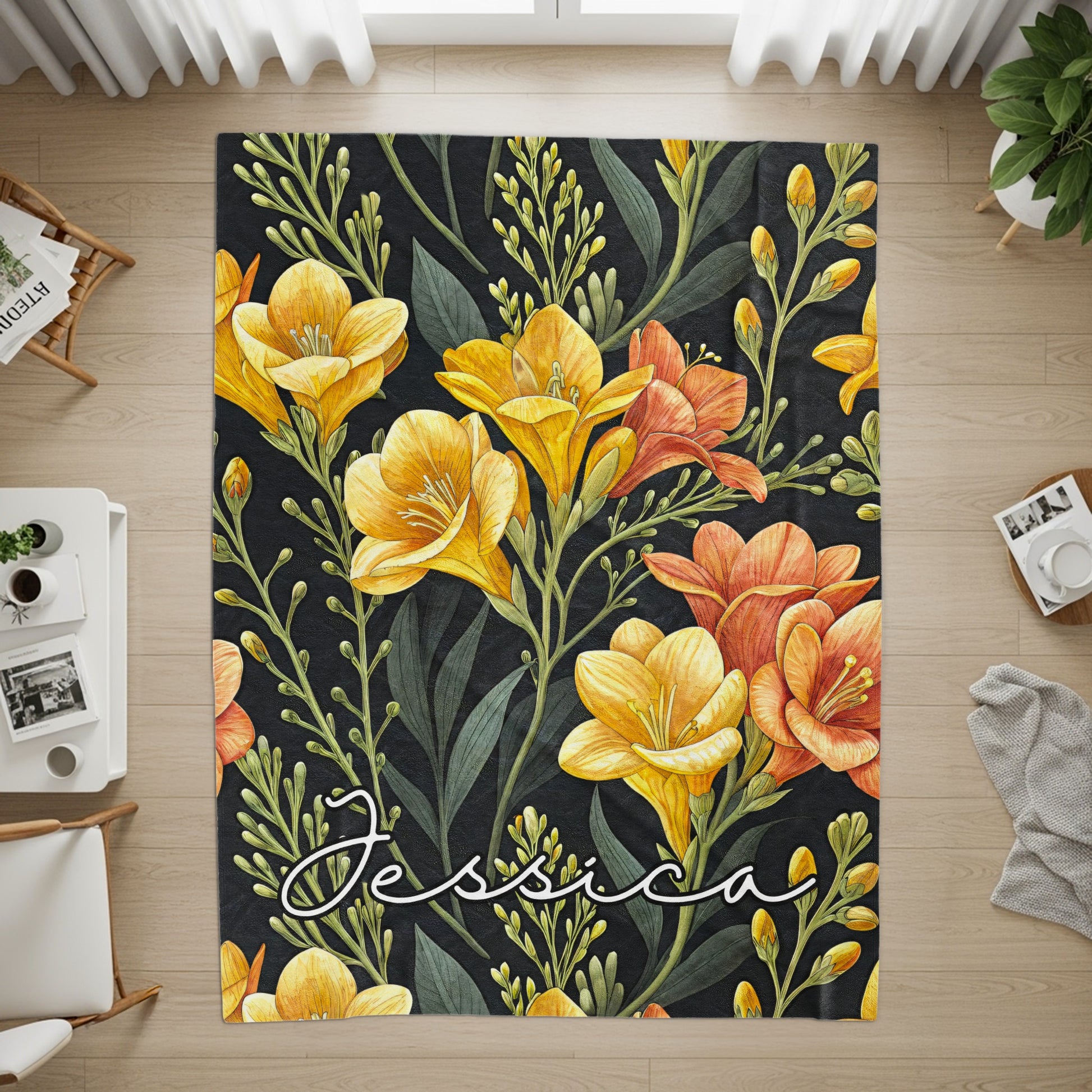 Floral Custom Name Design Perfect Gifts Custom Blanket - Walk Greener