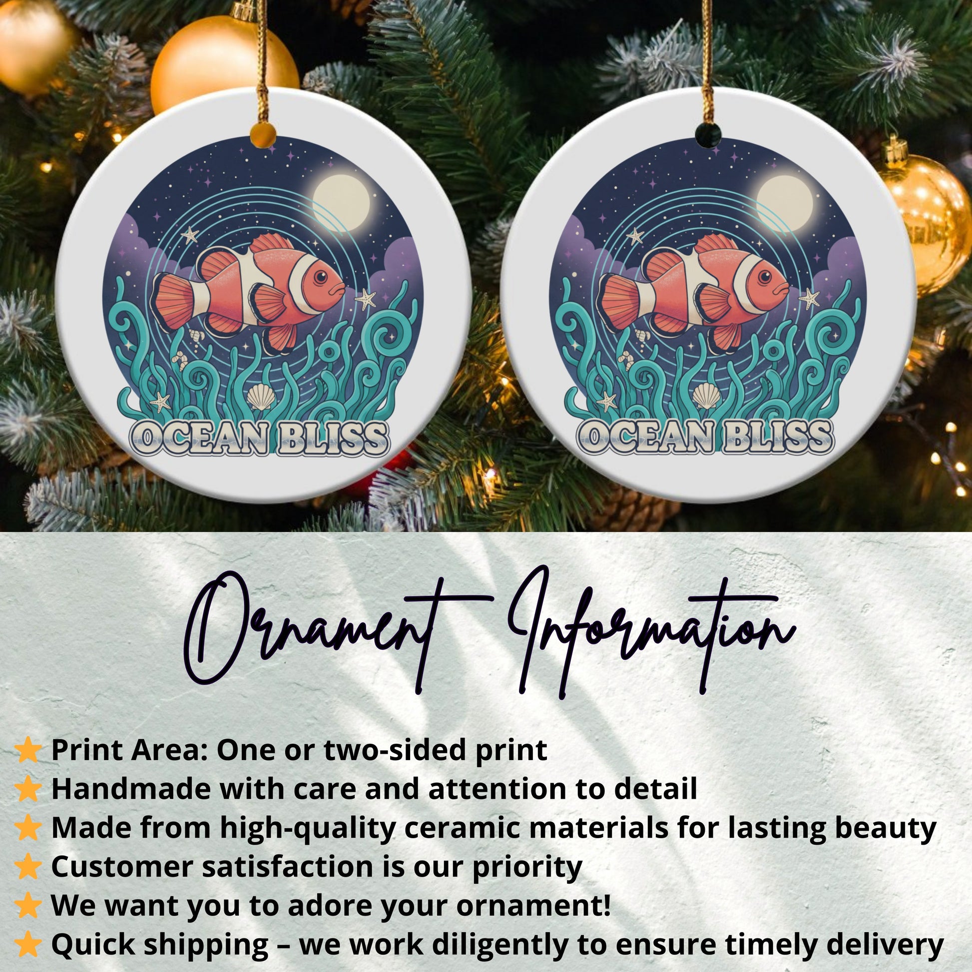 Ocean Bliss Clownfish Design Ornament product type