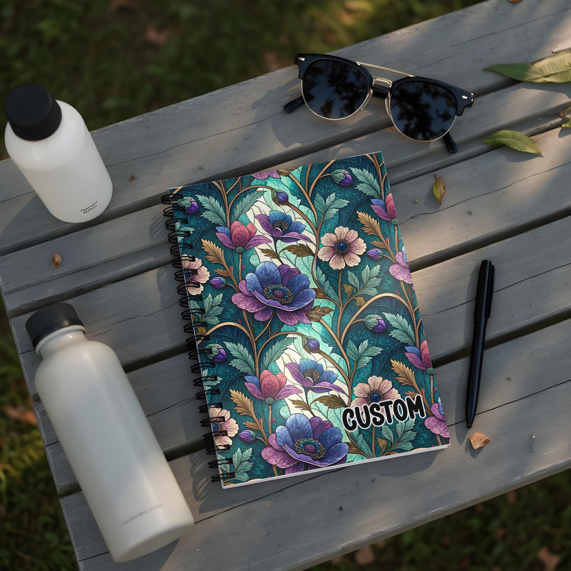 Custom Floral Design Spiral Bound Notebook
