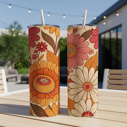Colorful Floral Pattern Insulated Drink Tumbler
