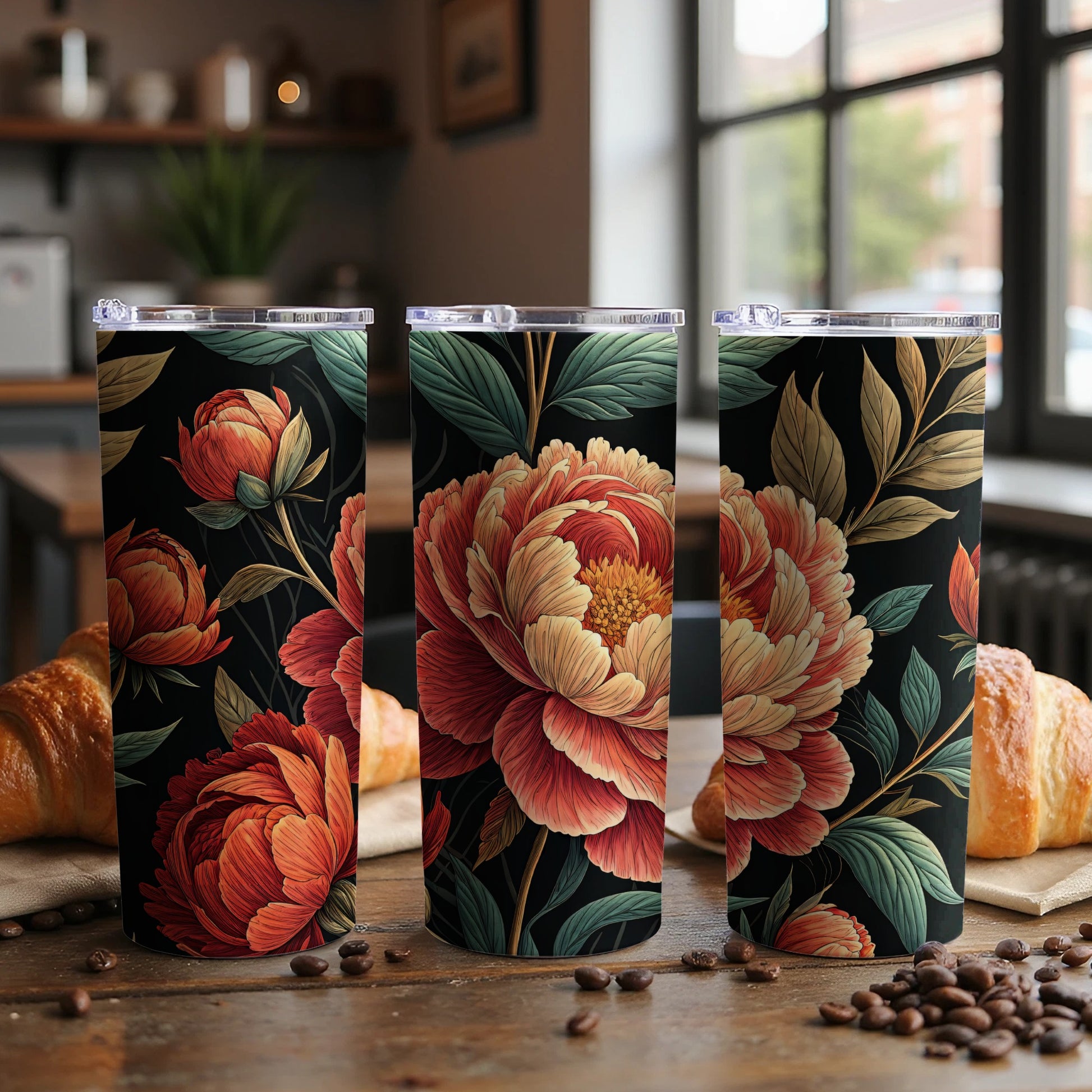 Vintage Floral Pattern Insulated Travel Tumbler