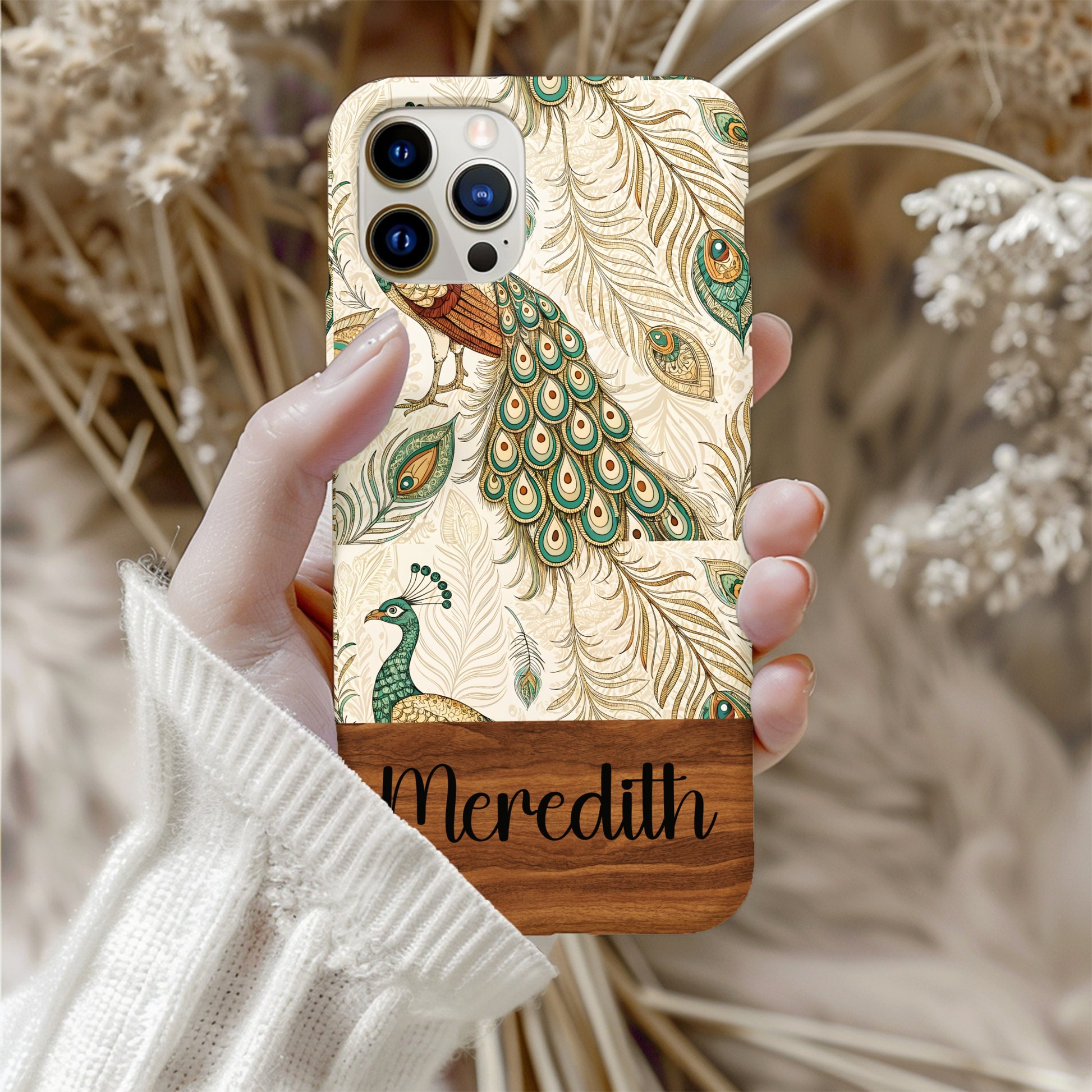 Personalized Peacock Feather Design Custom Phone Case
