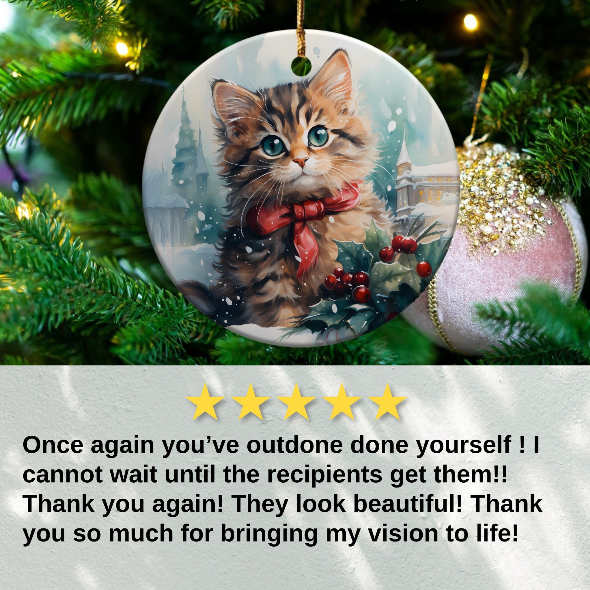 Festive Cute Kitten Christmas Tree Ornament product type