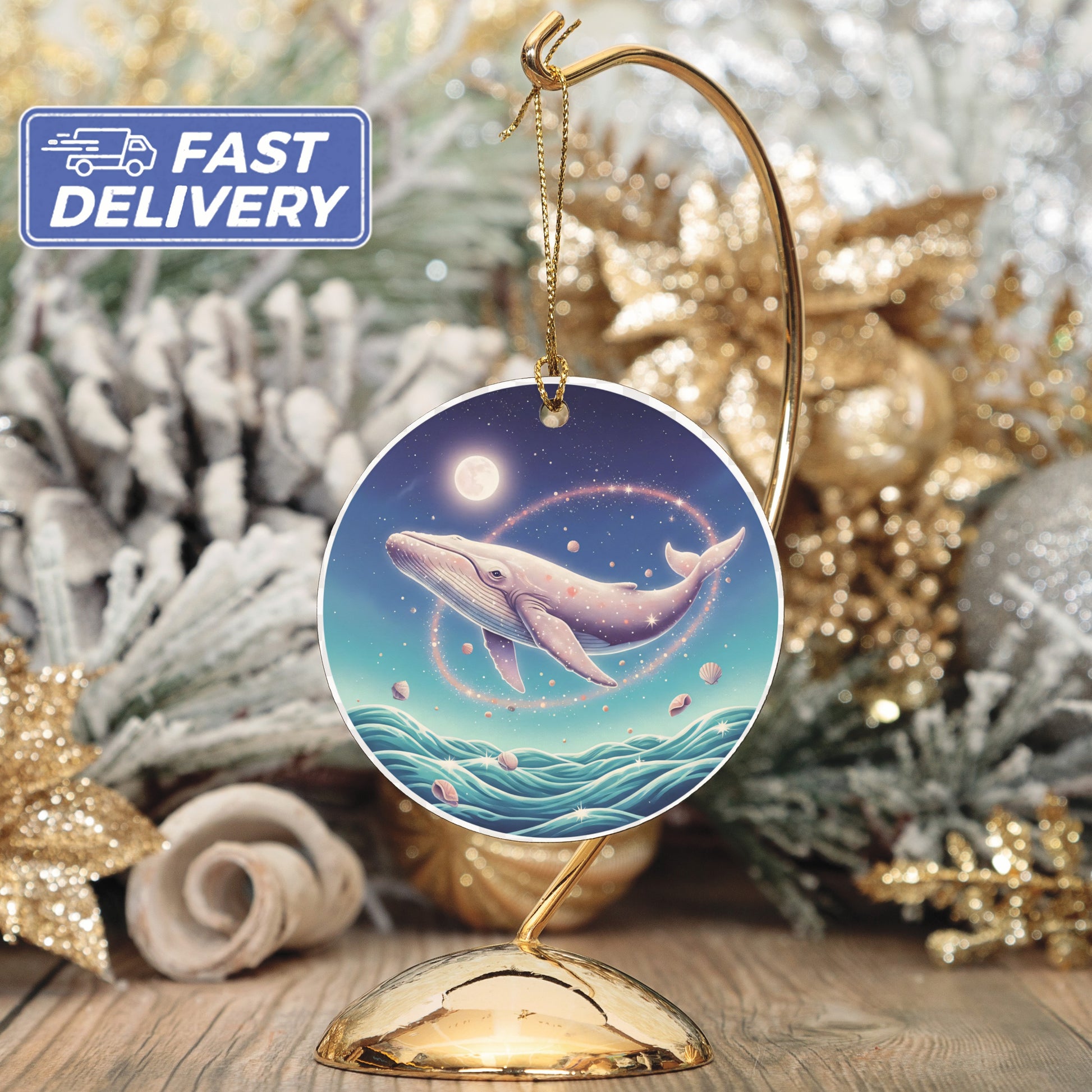 Whale Moon Ocean Scene Hanging Ornament product type