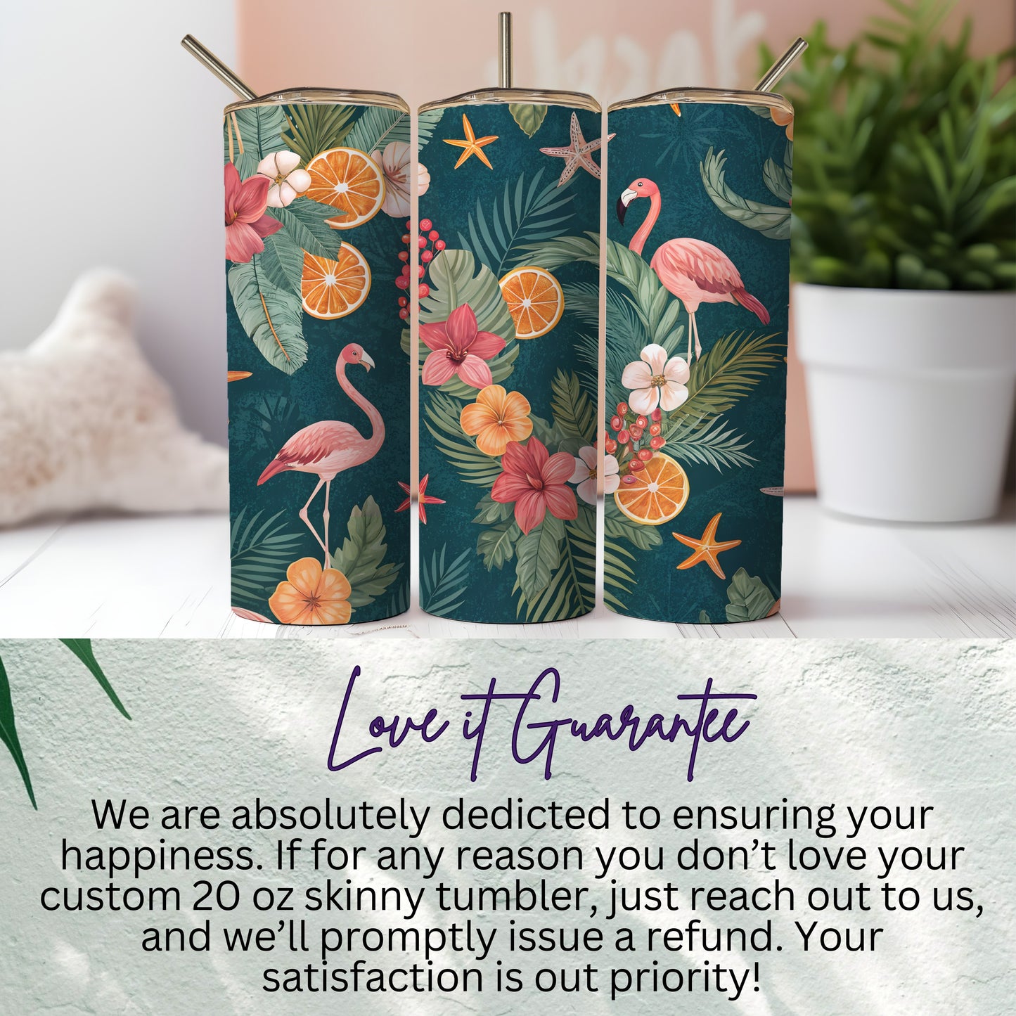 Colorful Tropical Skinny Tumblr with Flamingo Design
