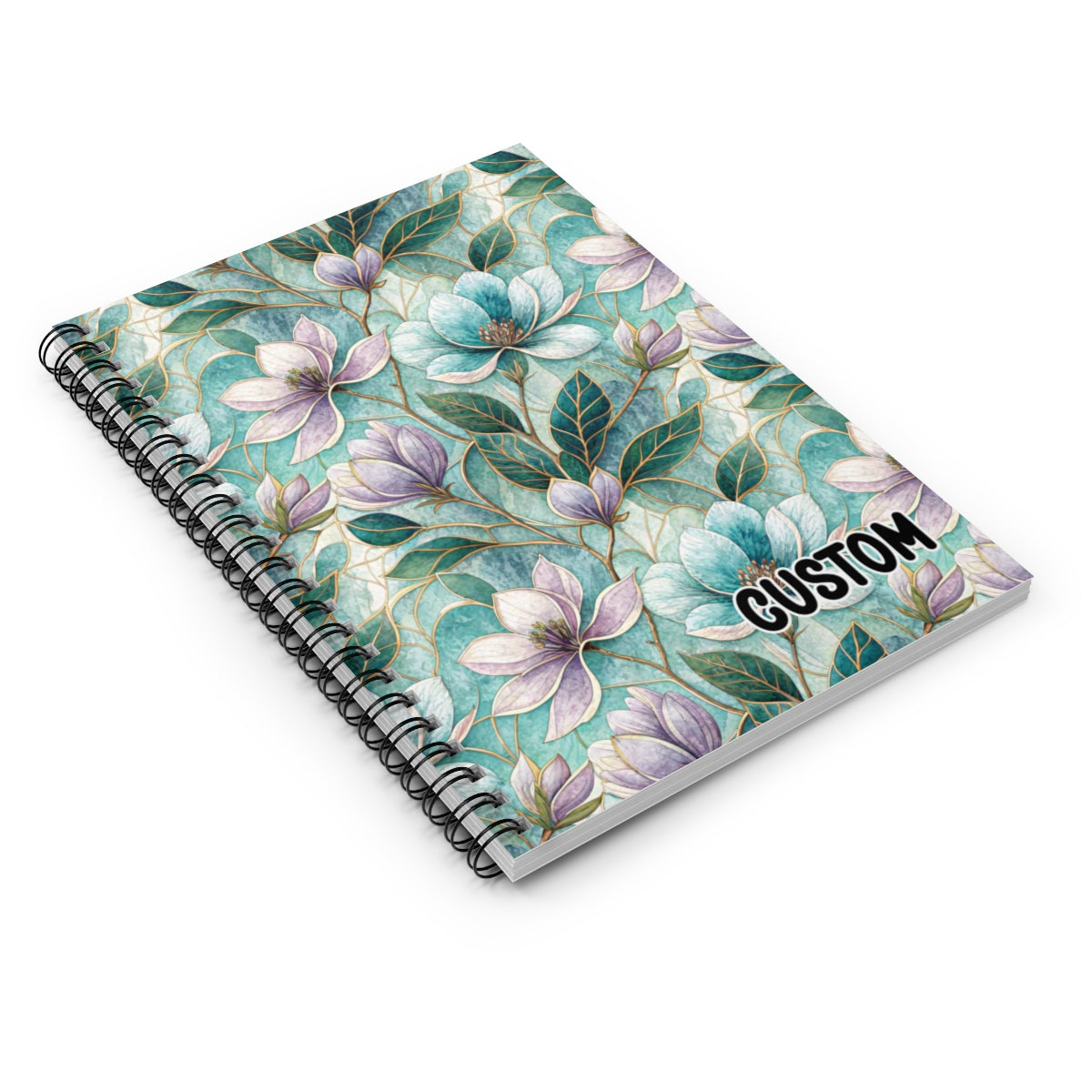 Custom Floral Spiral-Bound Notebook with Personalized Cover