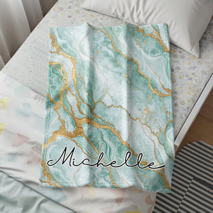 Elegant Marble Design Custom Name Blanket Beautiful Gift - Walk Greener