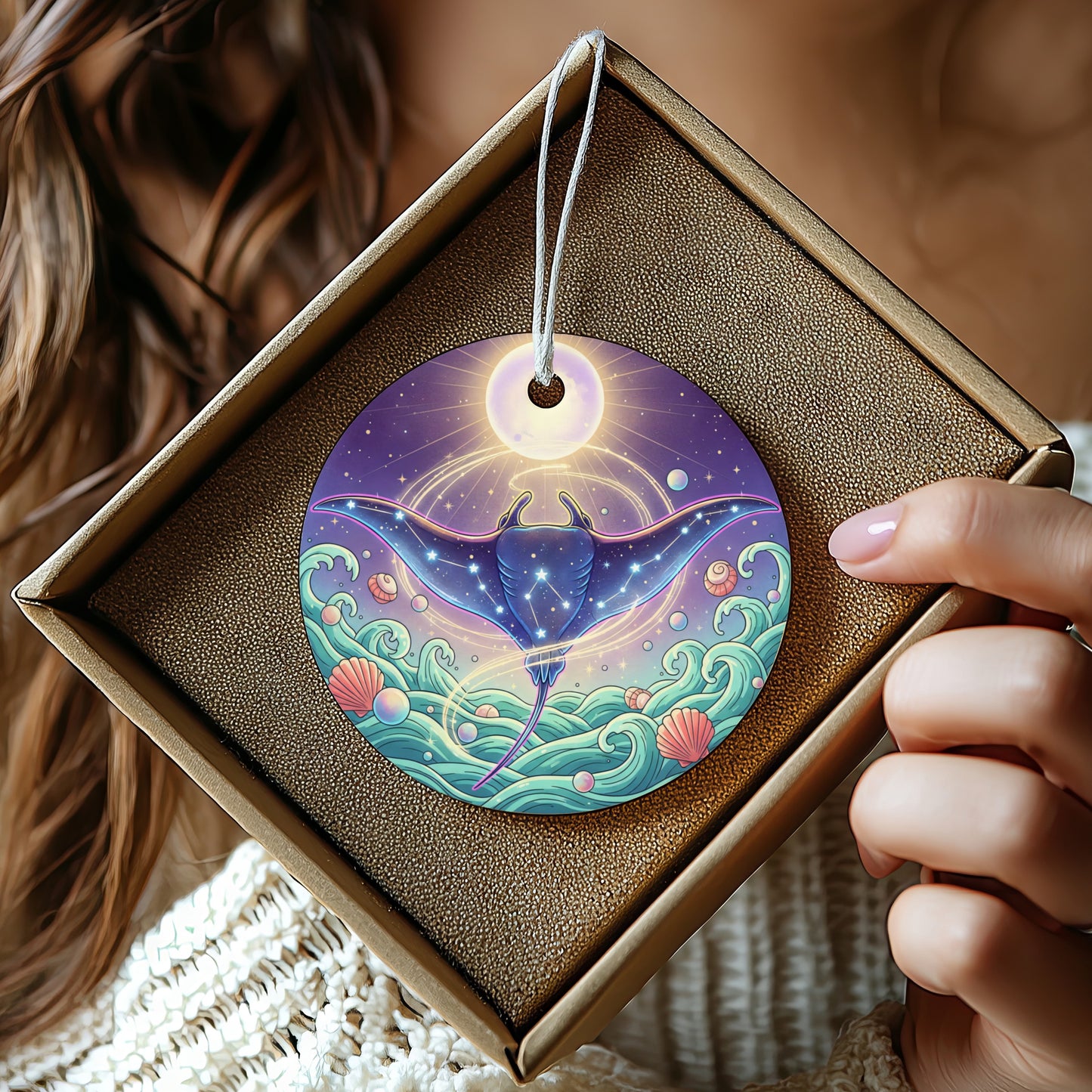 Mystical Sea Creature Art Round Hanging Ornament product type