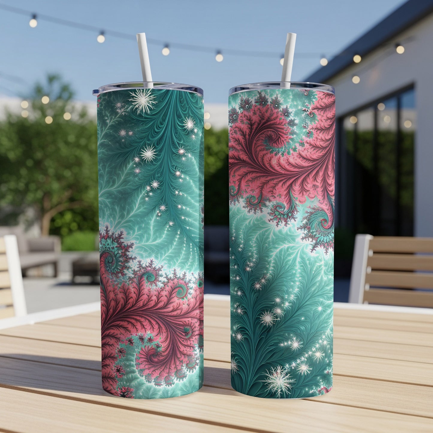 Fractal Pink And Teal Floral Design Amazing Digital Art Tumbler - Walk Greener