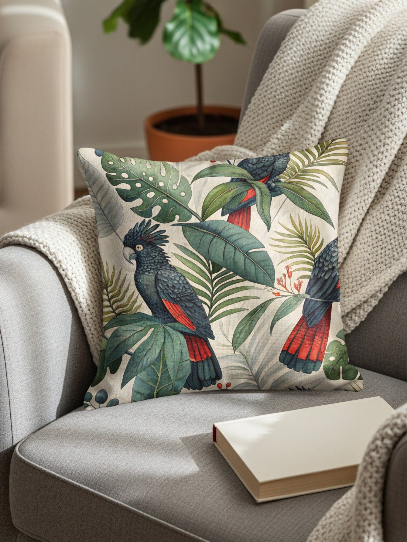 Tropical Parrot Print Decorative Throw Pillow Cushion