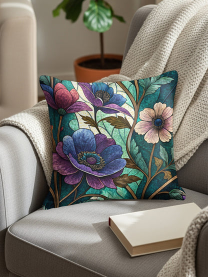 Elegant Floral Artwork Style Design Pattern on Canvas Throw Pillows - Walk Greener