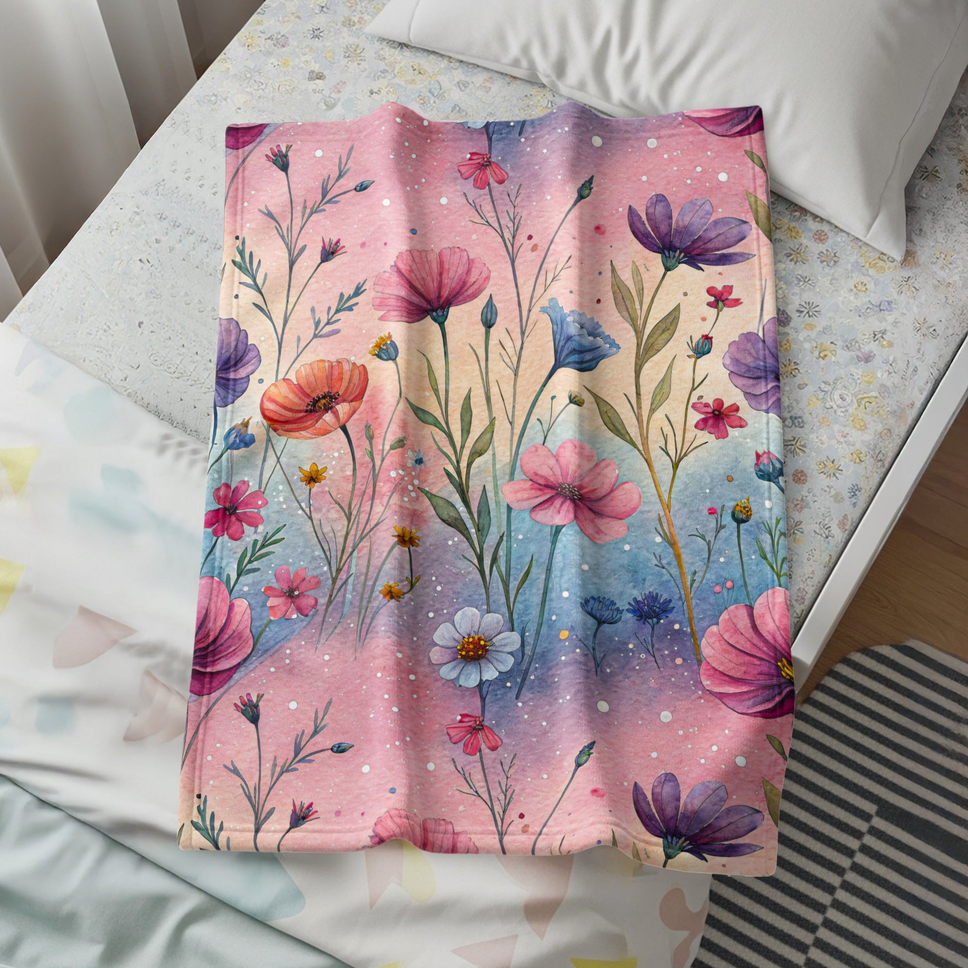 Pastel Watercolor Floral Pattern Summer Time Spring Design - Walk Greener