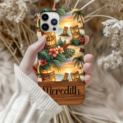 Tropical Tiki Idols Custom Beach View Phone Case - Walk Greener