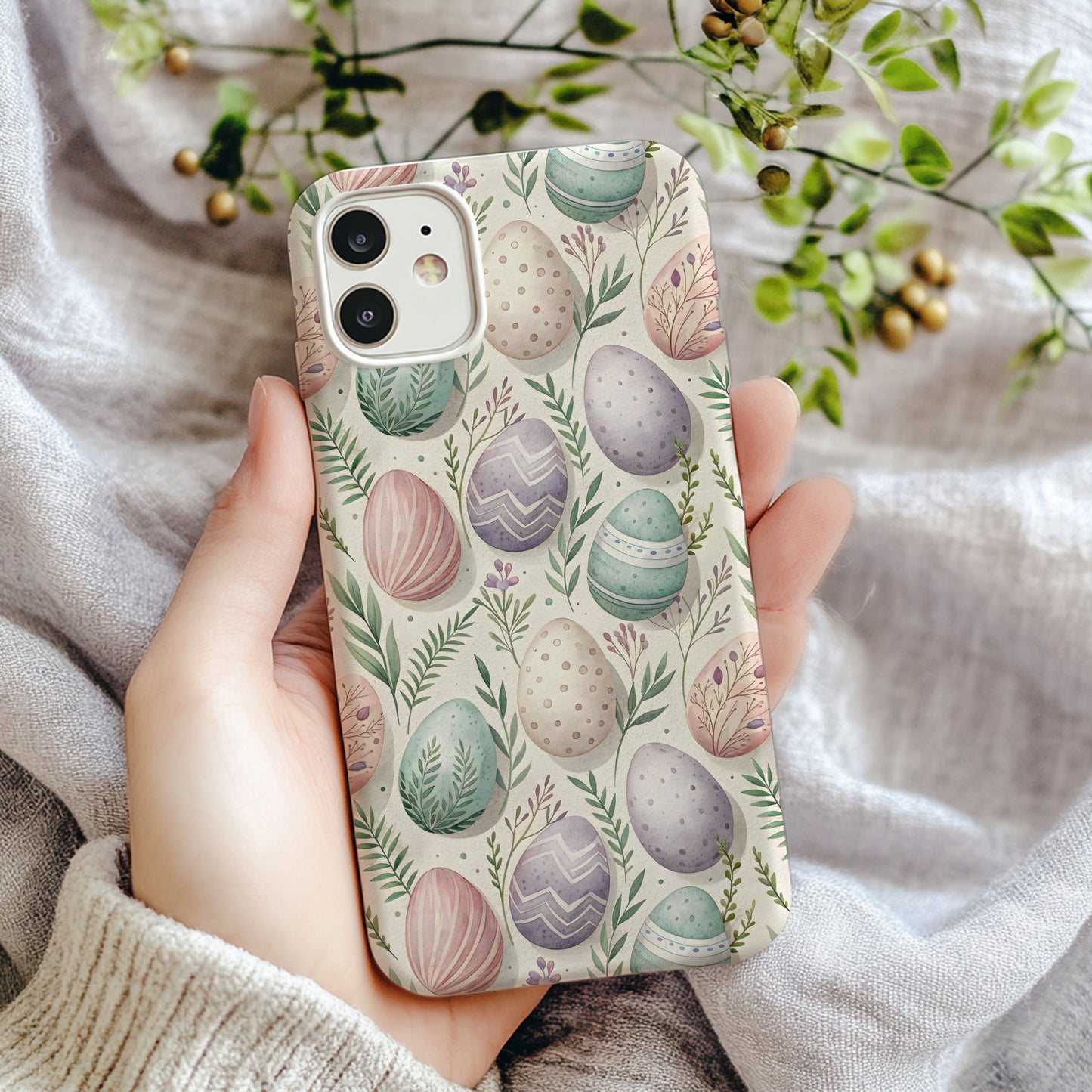 Painted Easter Eggs Pattern Pastel Colors Floral Custom Phone Case - Walk Greener