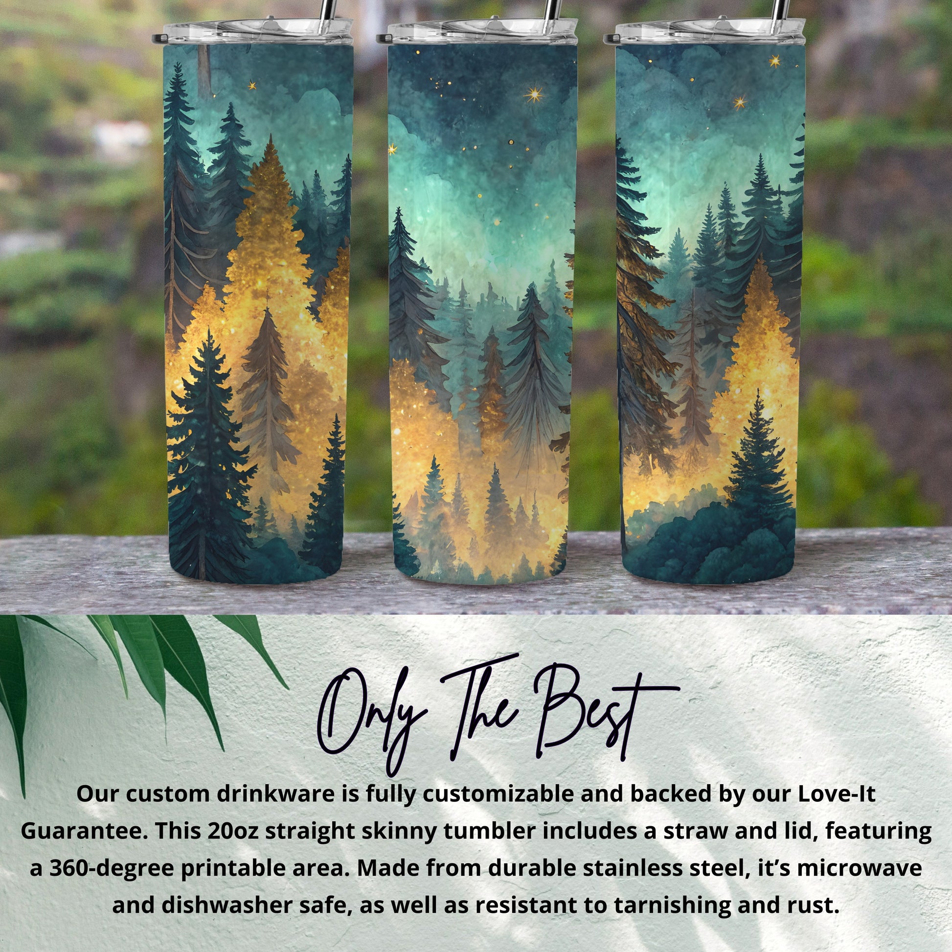 Customizable Forest Themed 20oz Straight Skinny Tumbler