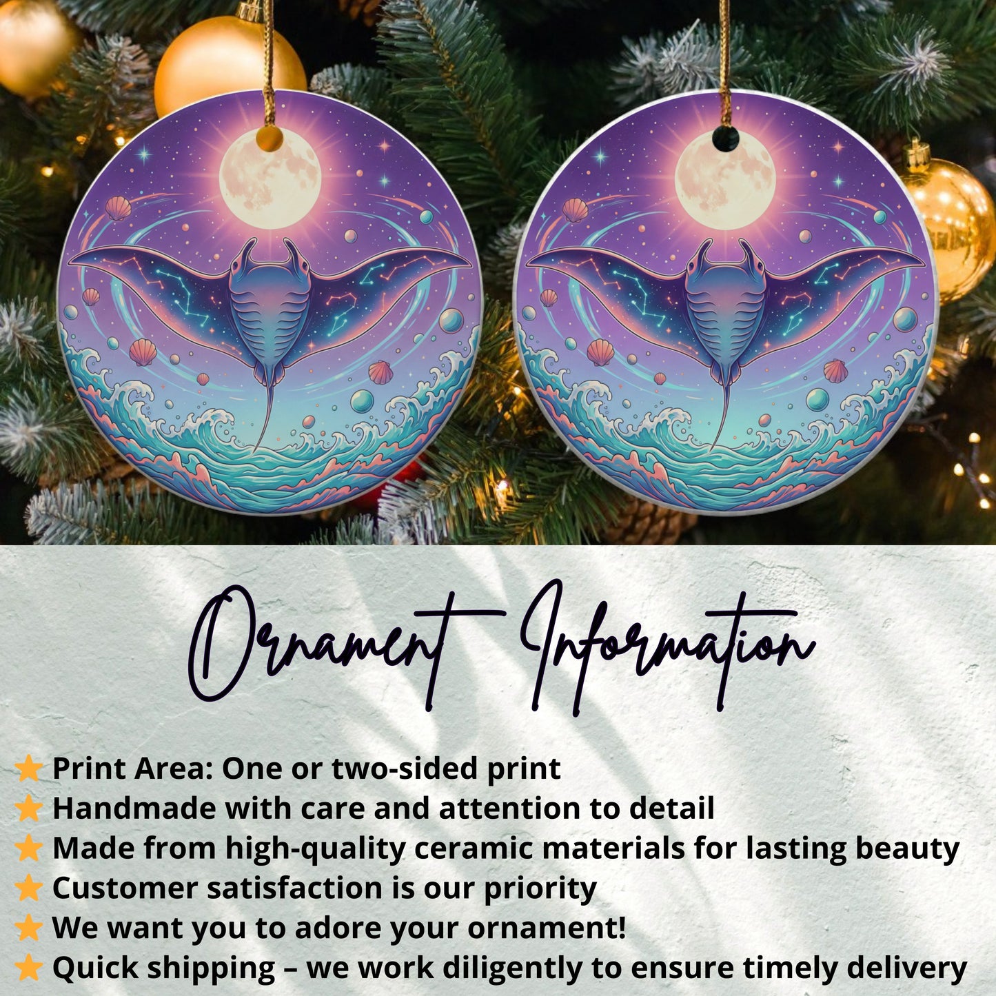 Stunning Celestial Stingray Christmas Ornament product