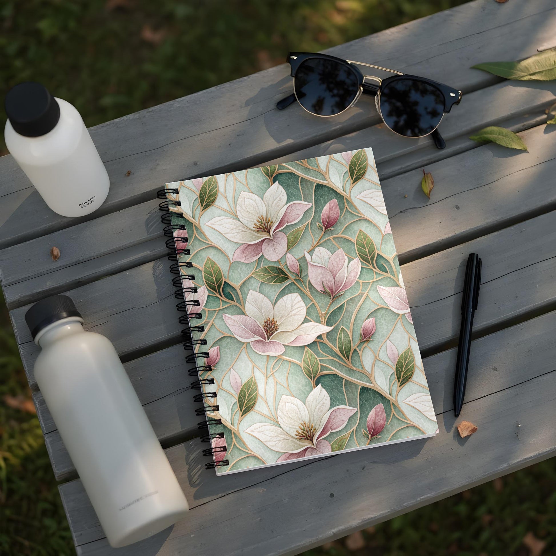 Elegant Floral Design Spiral-Bound Notebook